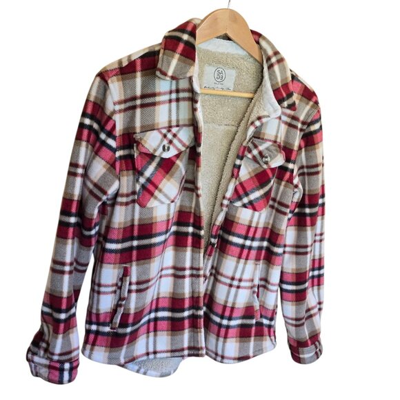 SAGE COLLECTIVE Sherpa Fleece Plaid Shirt Jacket sz S - Picture 4 of 7